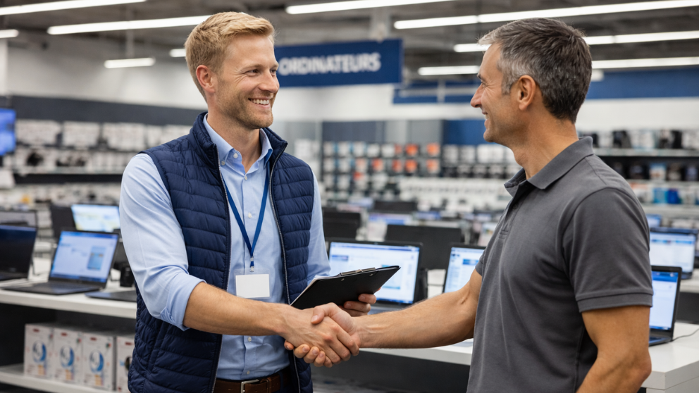 &Eacute;quipe de force de vente terrain optimisant la pr&eacute;sence en rayon en GMS.